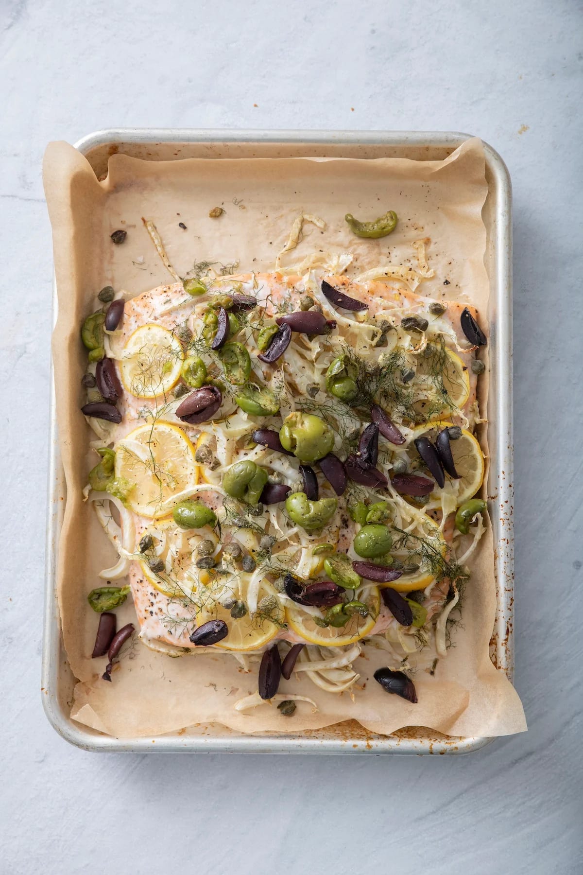 Salmon with Fennel, Citrus and Olives