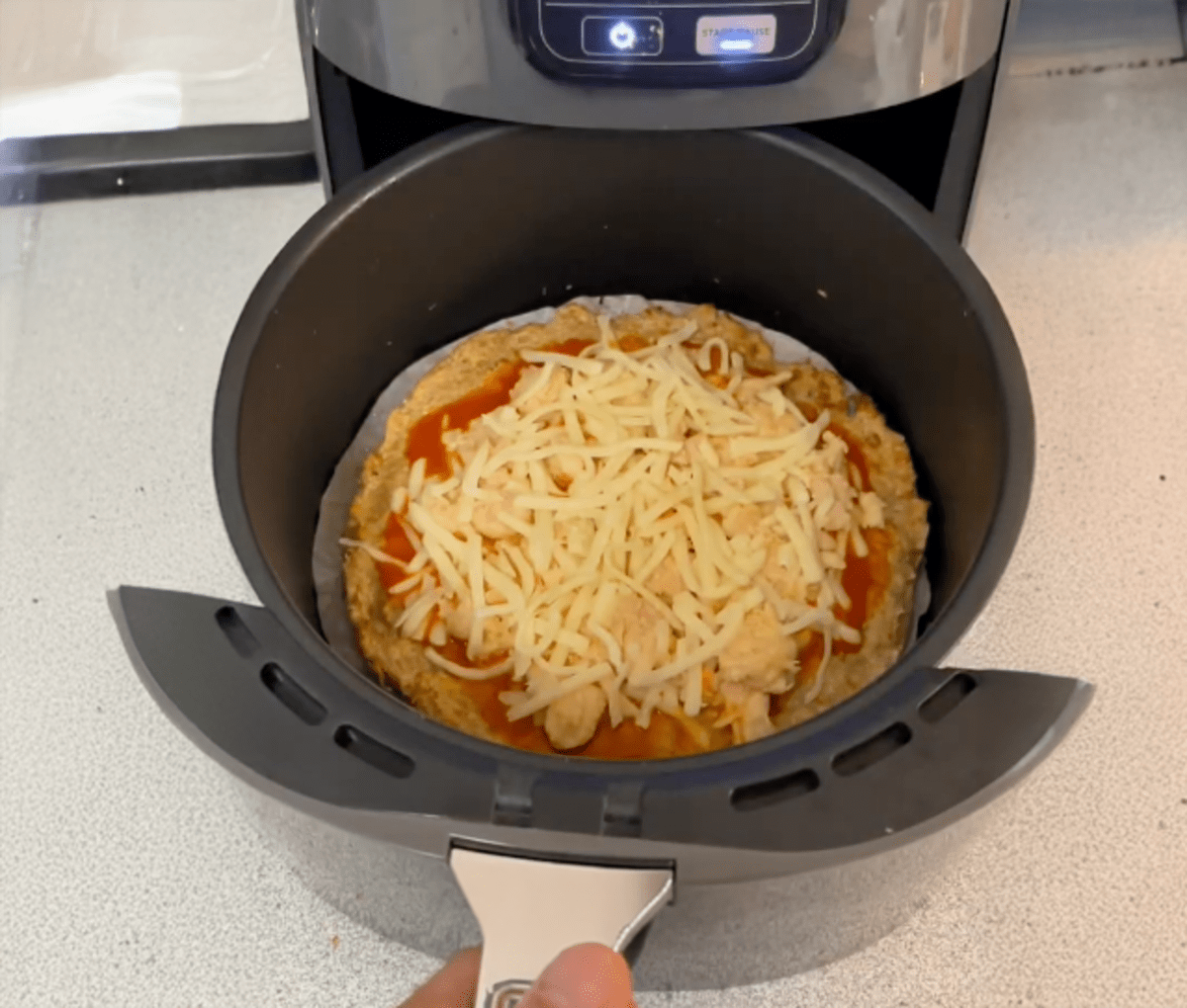 High Protein Chicken Buffalo Pizza