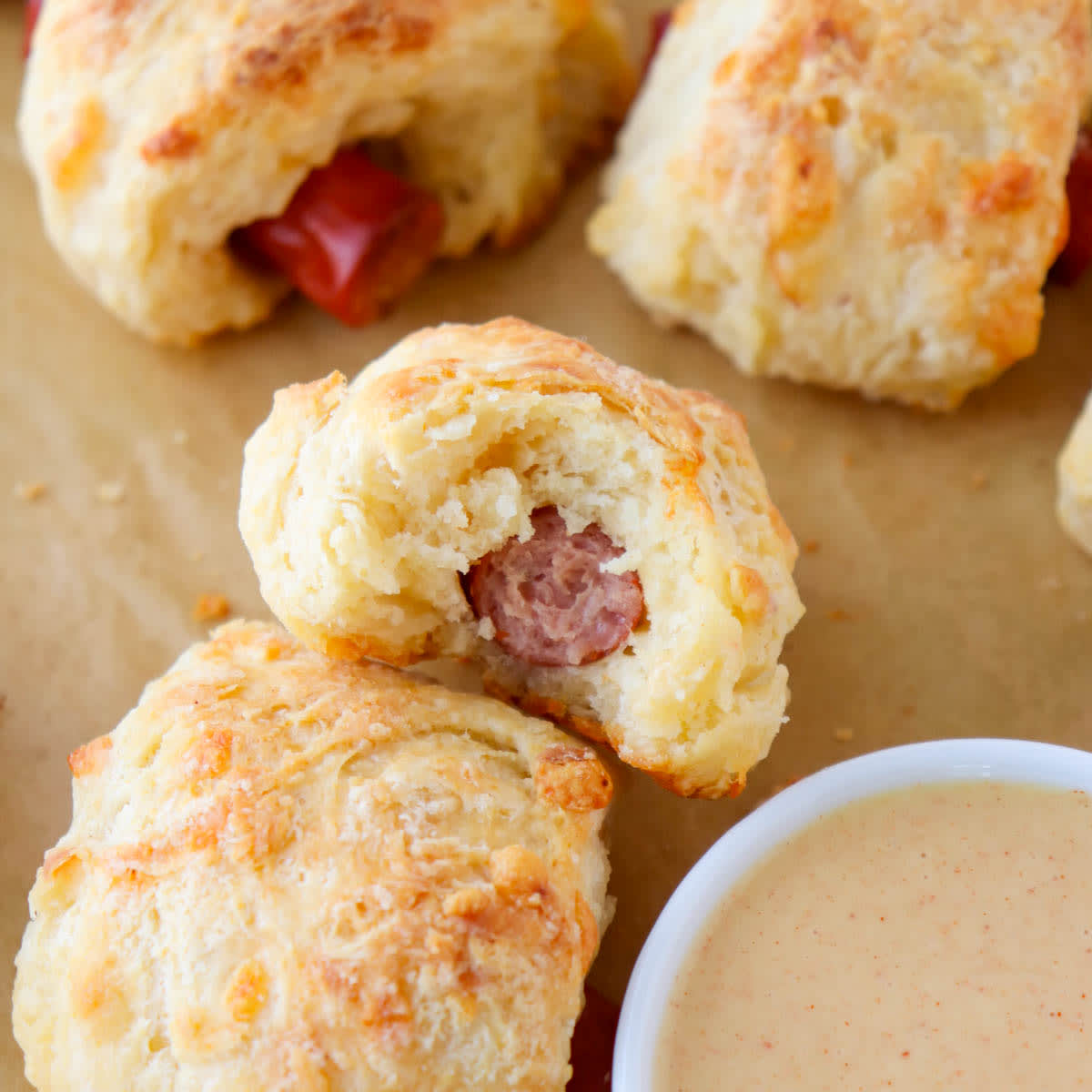 Pepperoni Biscuit Rolls with Honey Mustard Sauce