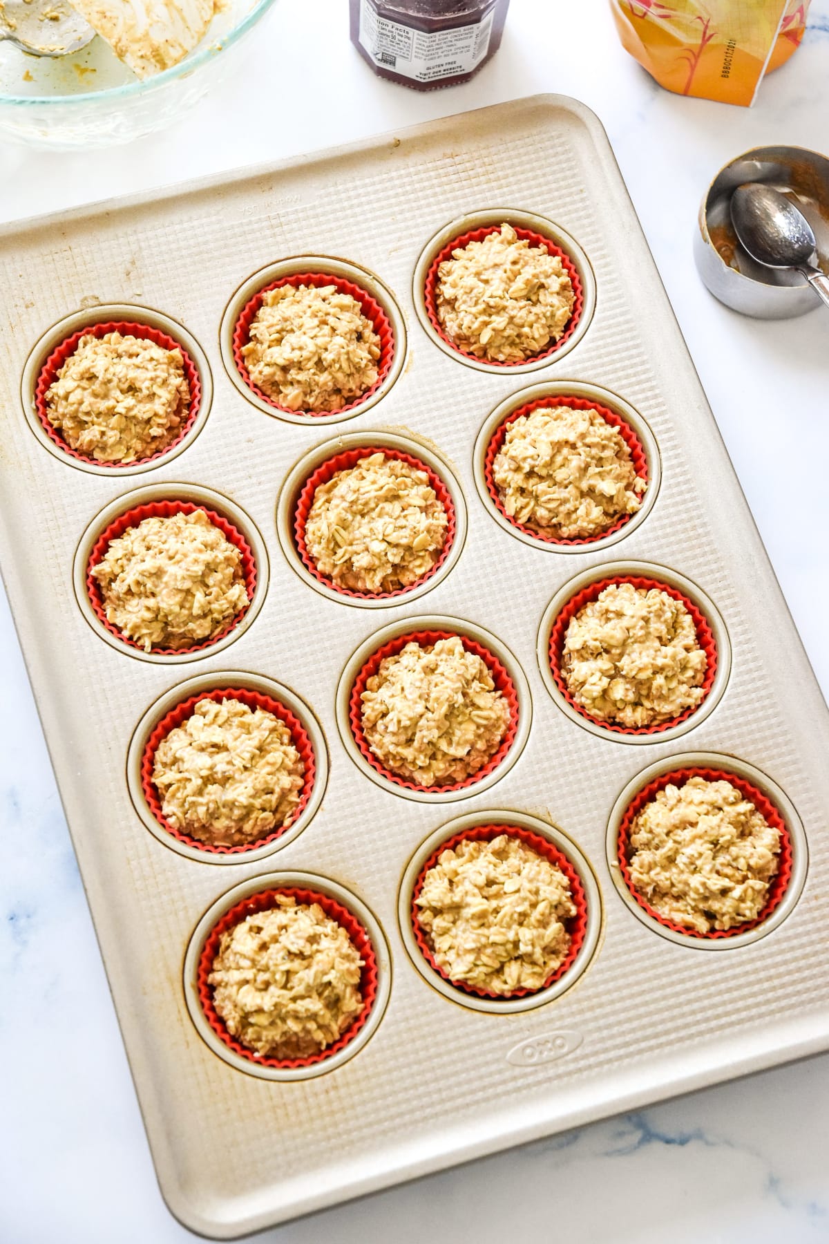 Peanut Butter & Jelly Baked Oatmeal Cups