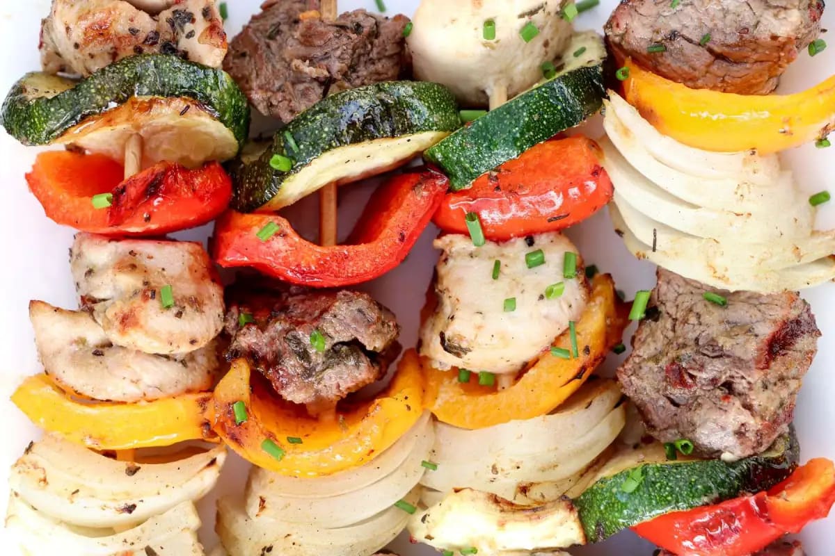 Chicken and Steak Kabobs with Italian Dressing Marinade