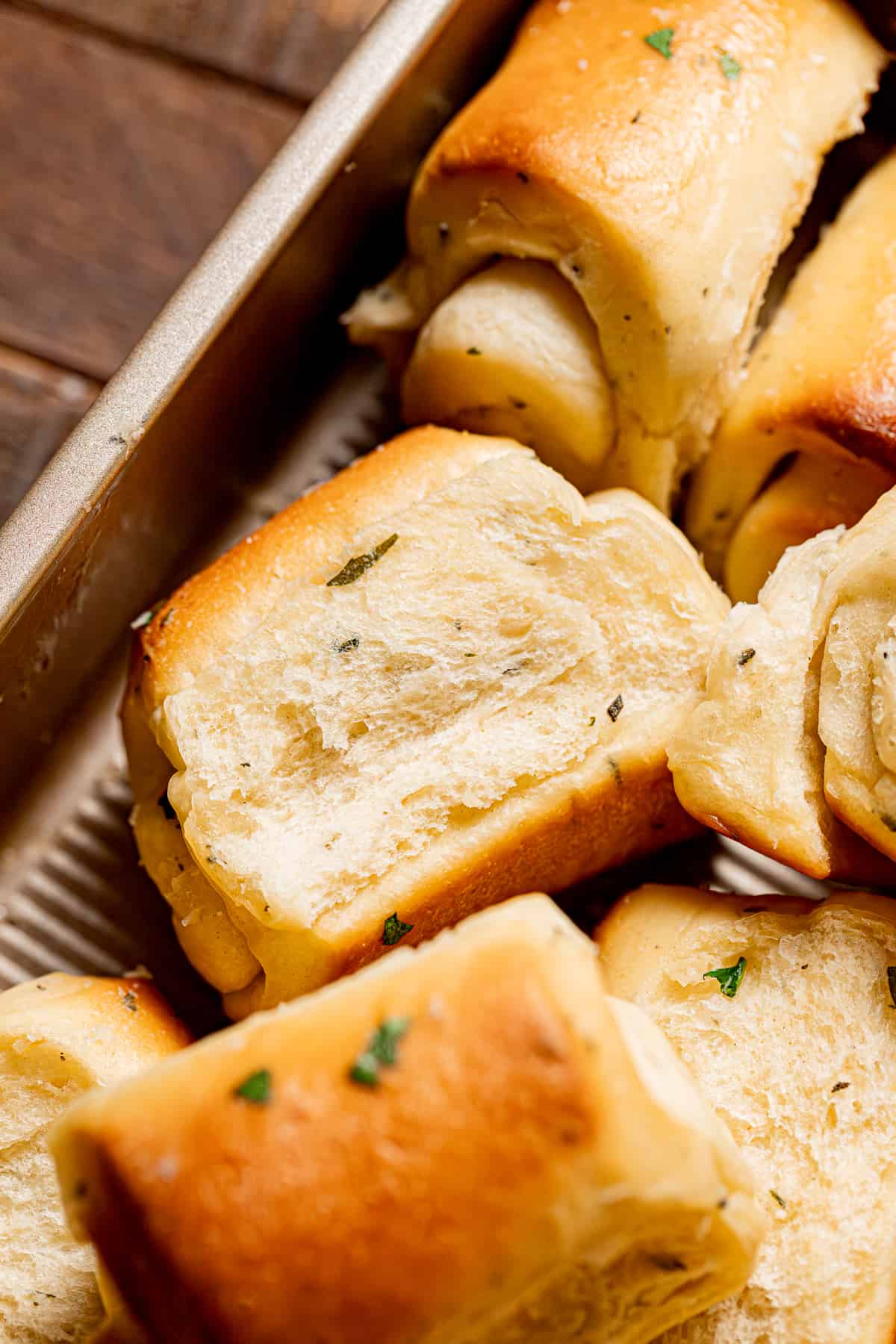 Garlic Herb Parker House Rolls