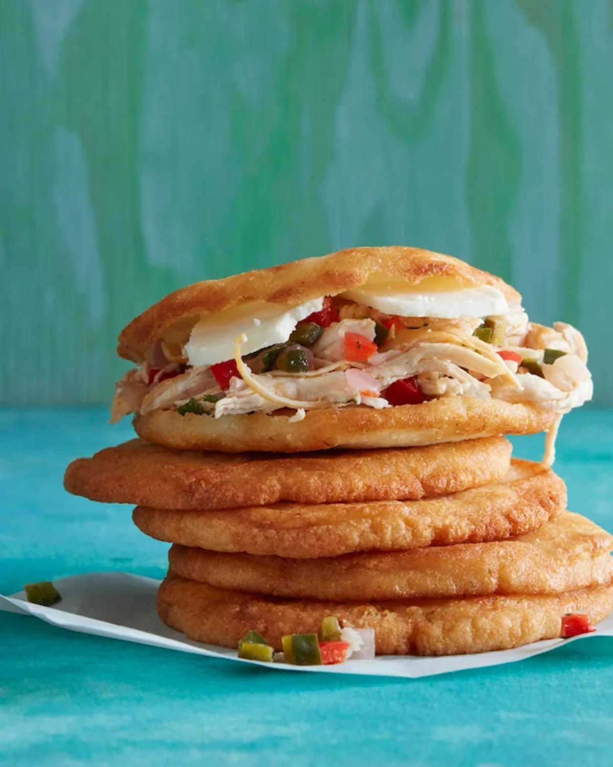 Arepas with Pulled Poblano Chicken