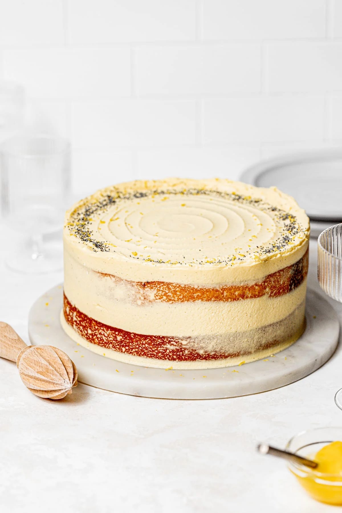 Poppy Seed Swirled Lemon Curd Cake