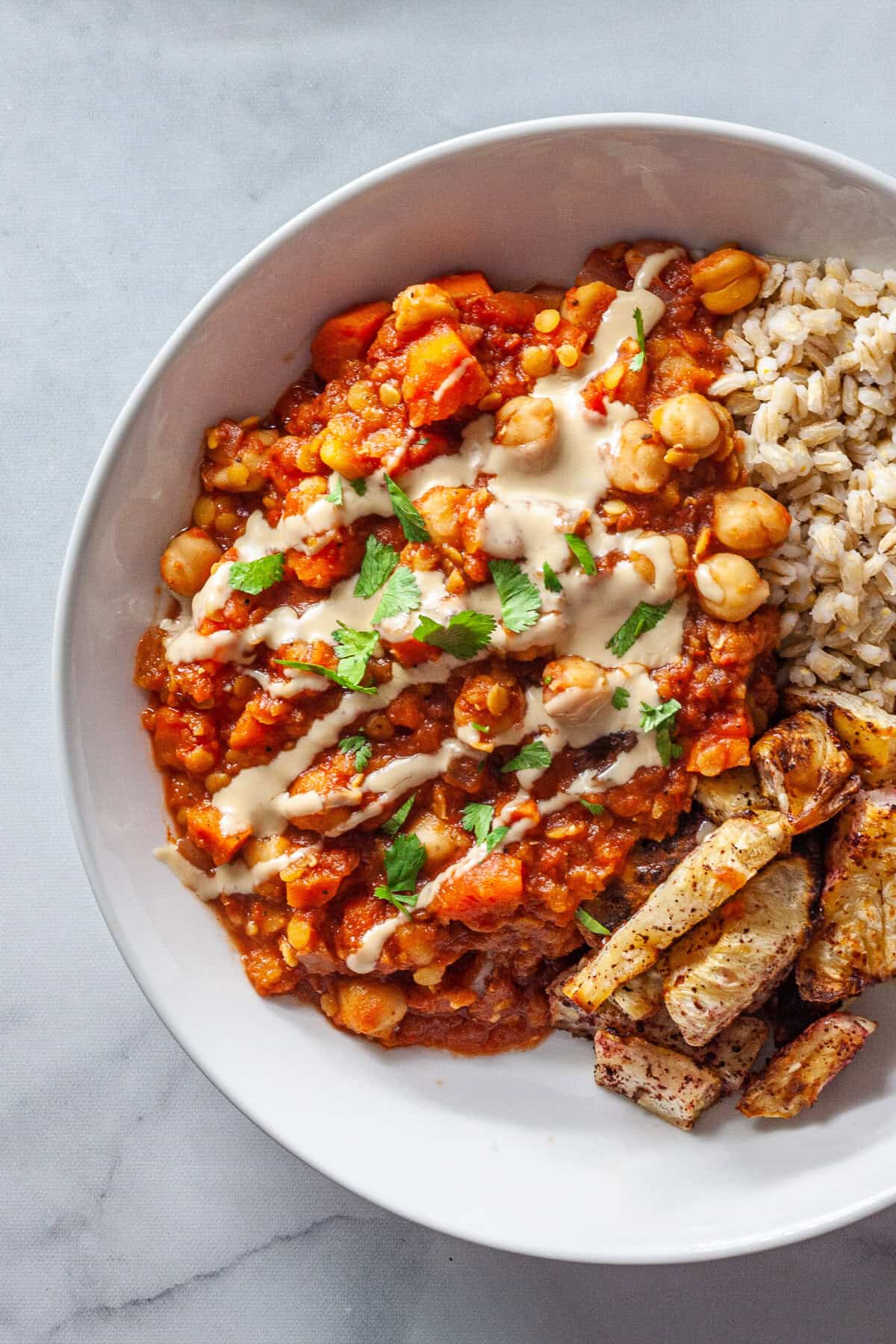 Smoky Slow Cooker Stewed Lentils and Chickpeas