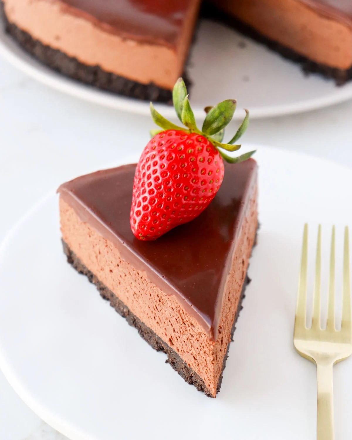 No Bake Triple Chocolate Cheesecake