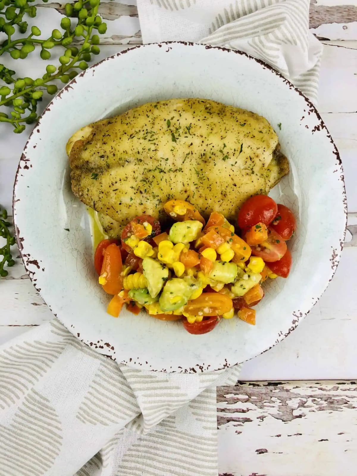 Baked Haddock with Corn Salad