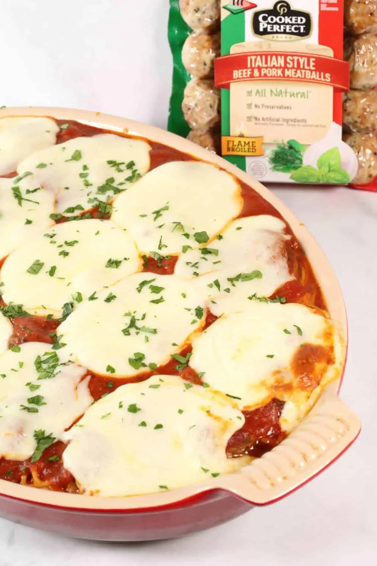 Spaghetti Casserole with Meatballs