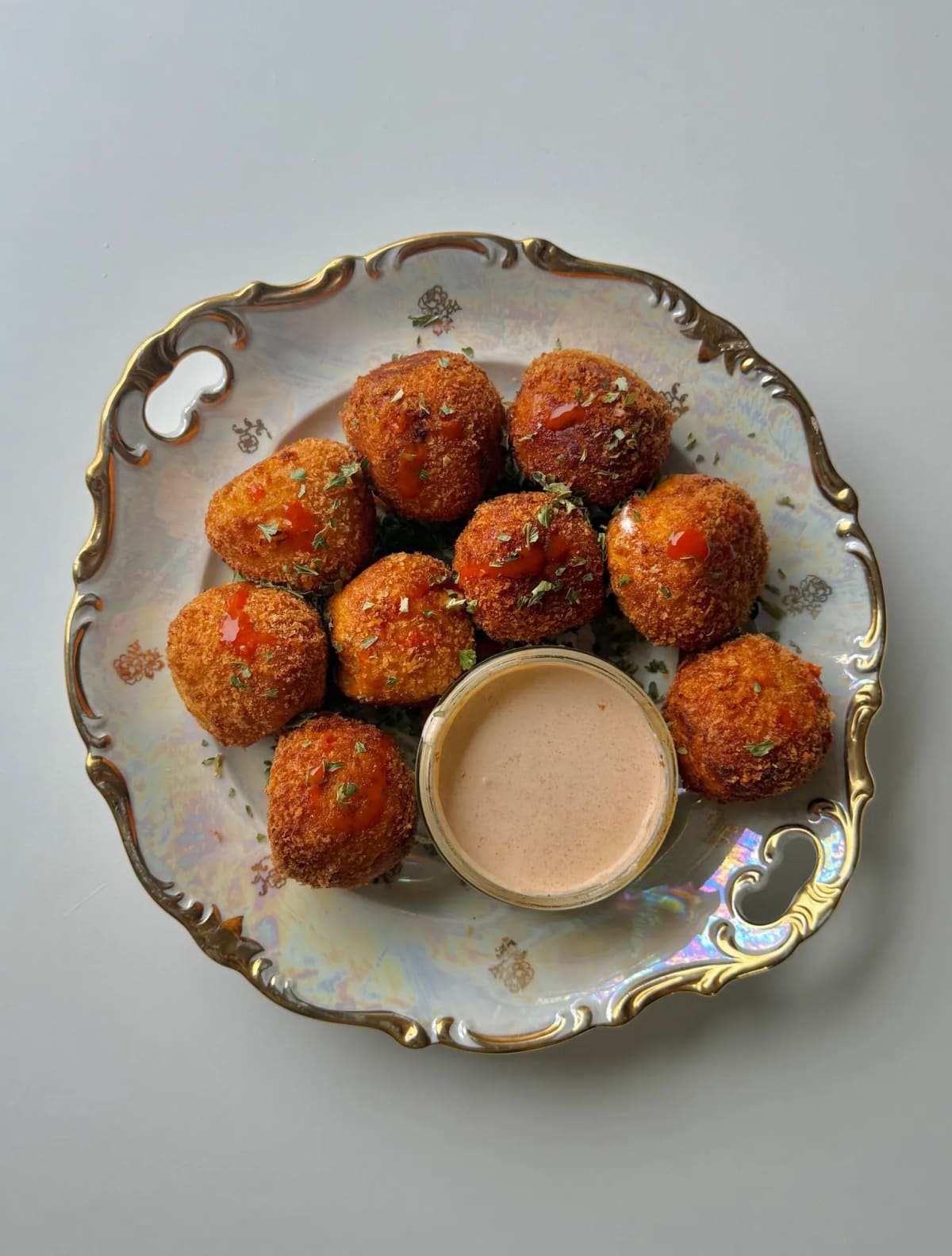 Cheese Stuffed Crispy Buffalo Potato Balls