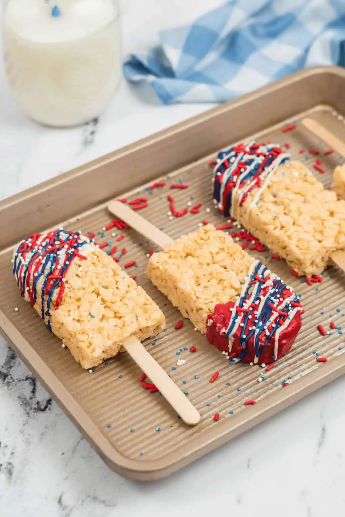 Chocolate Covered Rice Krispy Treat Flags