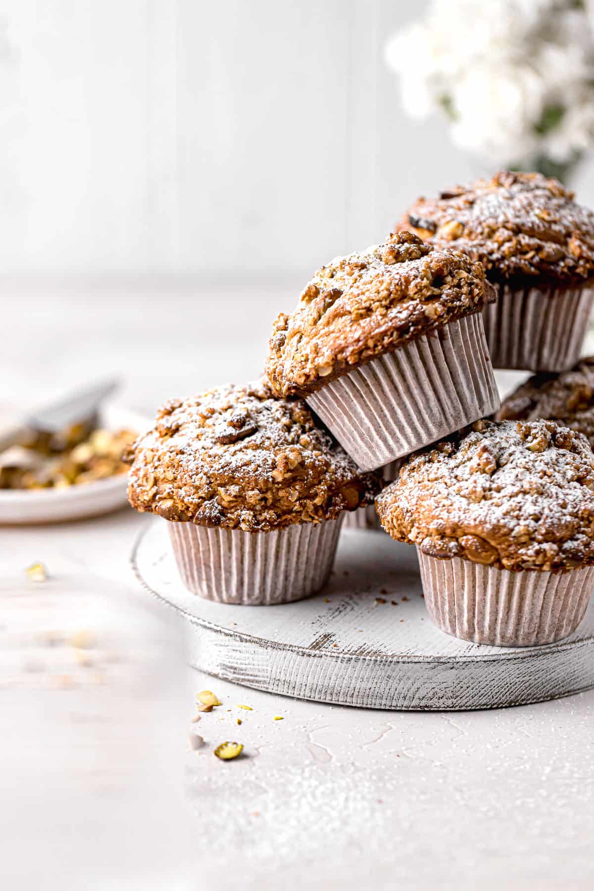 Pistachio Muffins with Oat Streusel