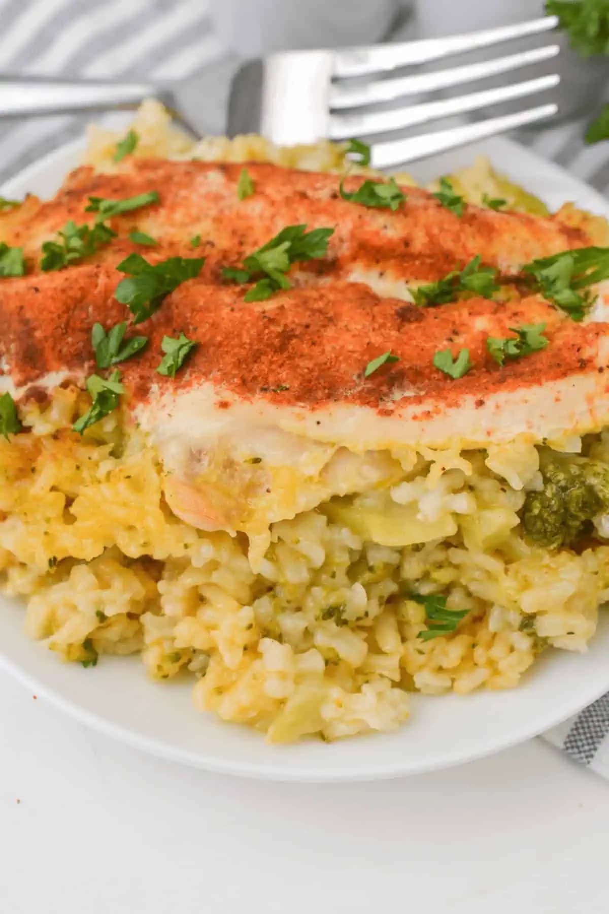 Cheesy Chicken Broccoli and Rice Casserole