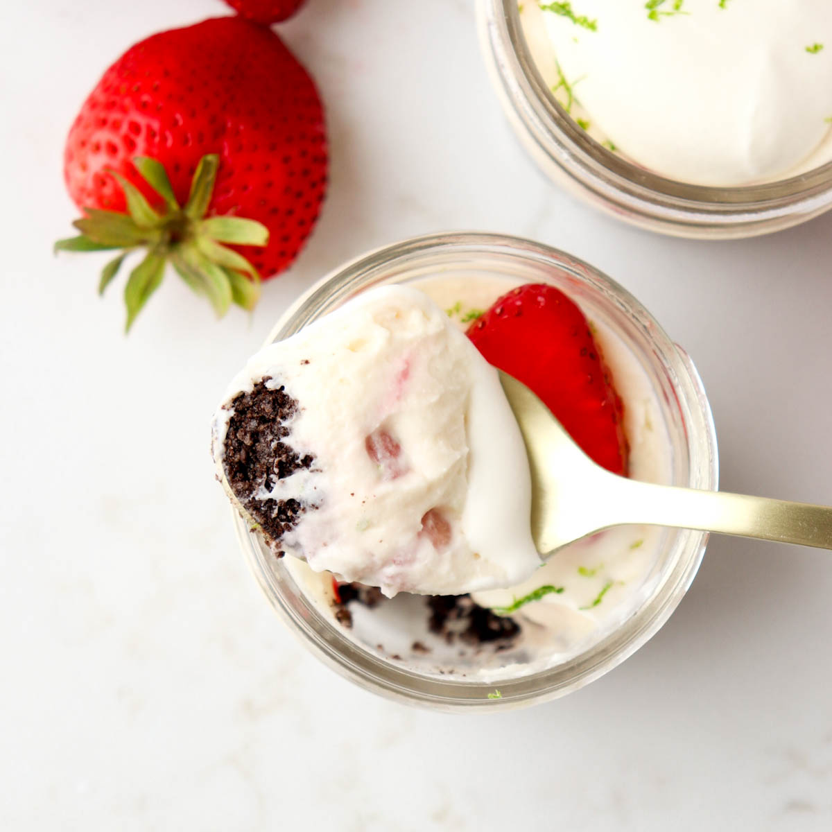 Strawberry Cheesecakes in a Jar