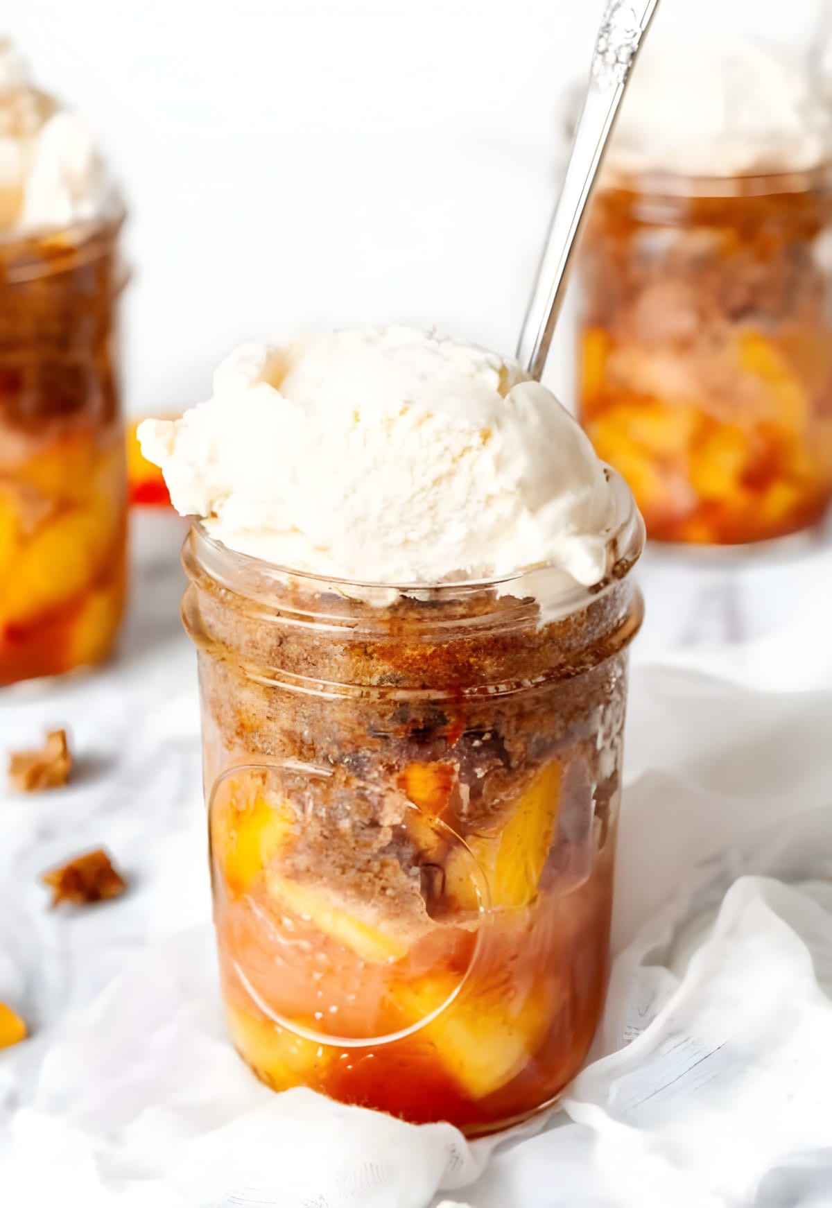 Peach Cobbler in a Jar (Gluten Free + Vegan)