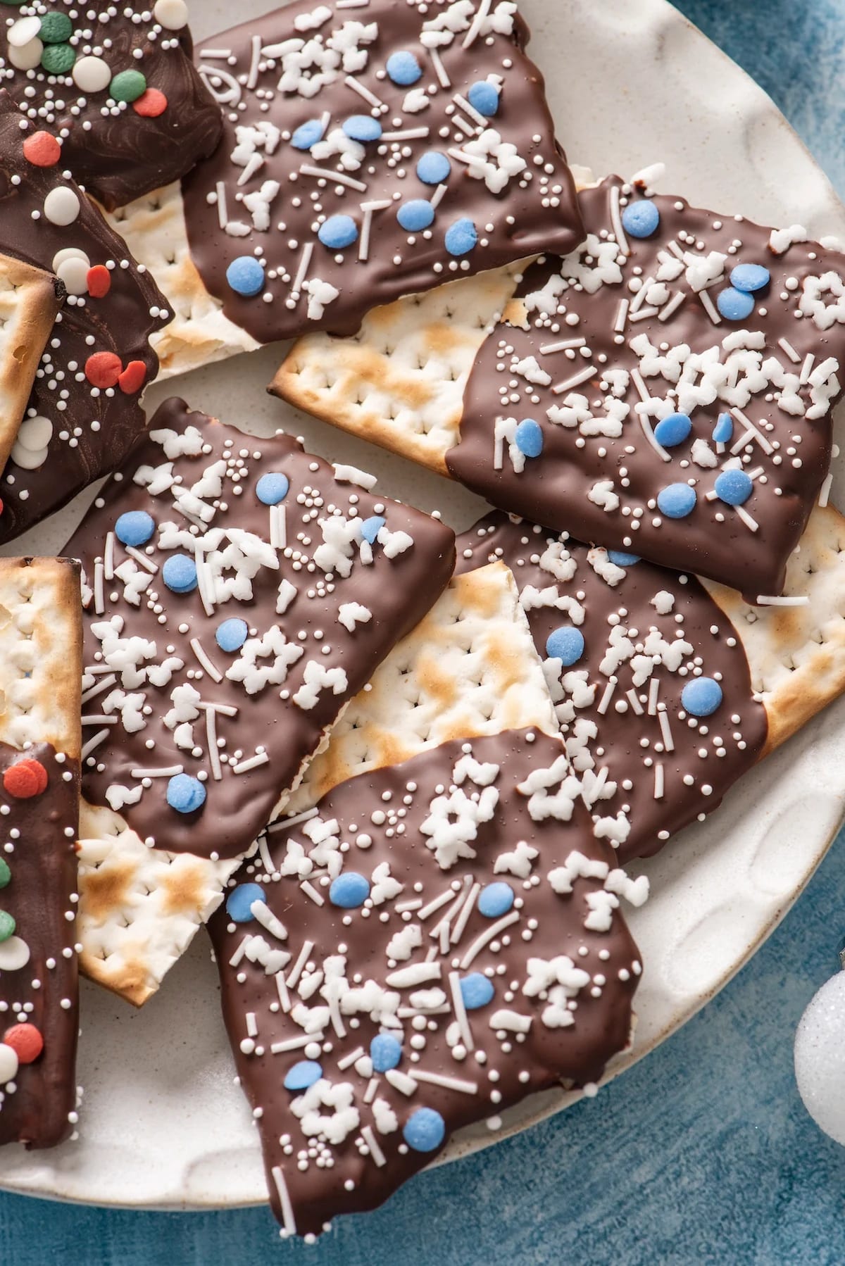 Chocolate Dipped Matzah with Sprinkles