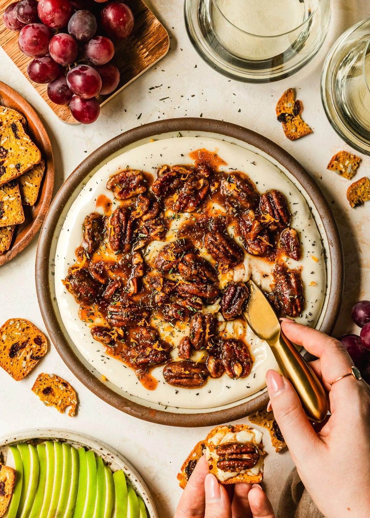 Quick Whipped Brie Cheese with Sticky Pecans