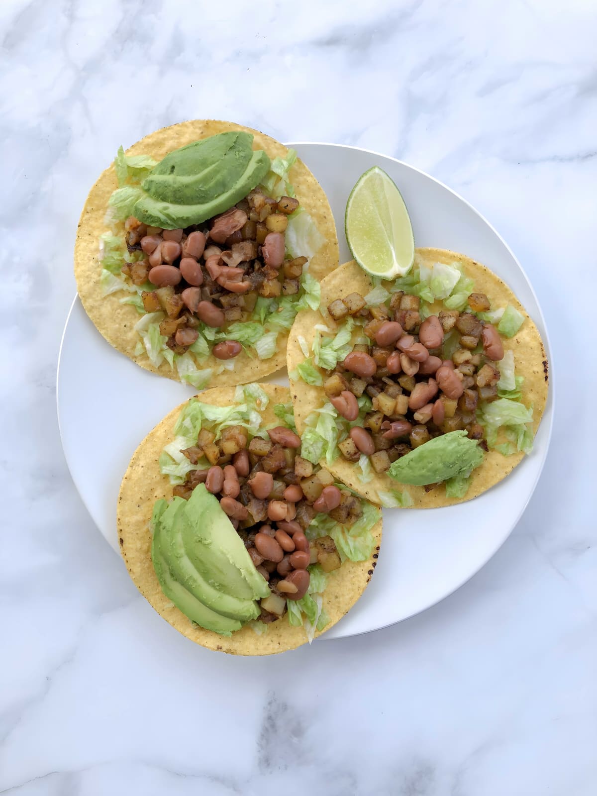 Pinto Bean and Potato Tostadas