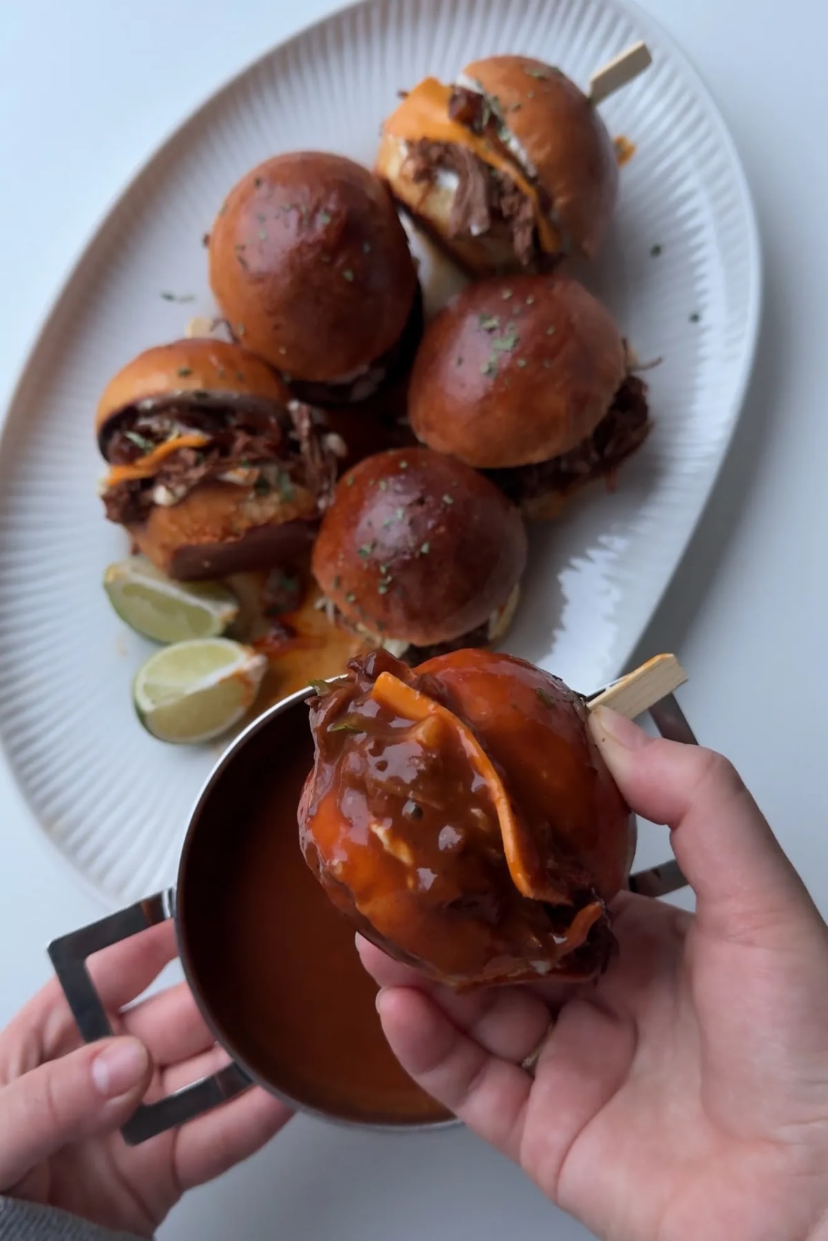 Birria Sliders with Caramelized Onions