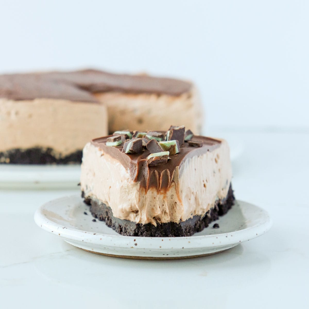 Andes Chocolate Mint Cheesecake (no-bake)