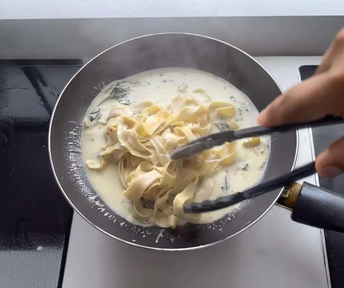 Creamy Lemon Spinach Tagliatelle