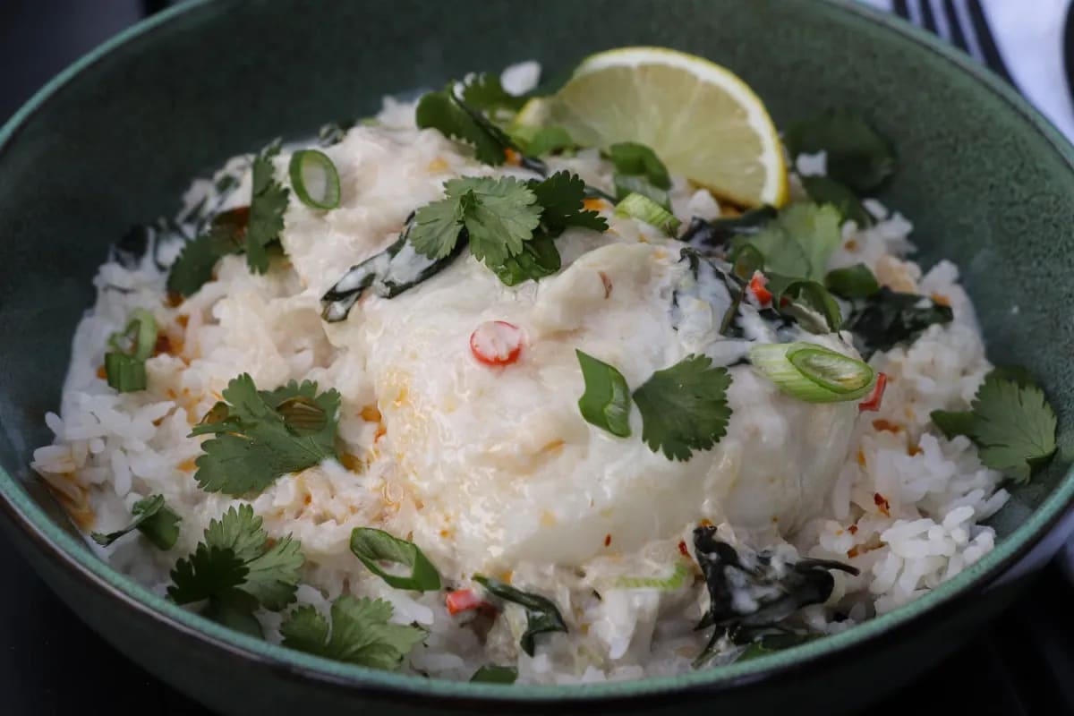 Thai-Inspired Coconut Lemongrass Poached Fish
