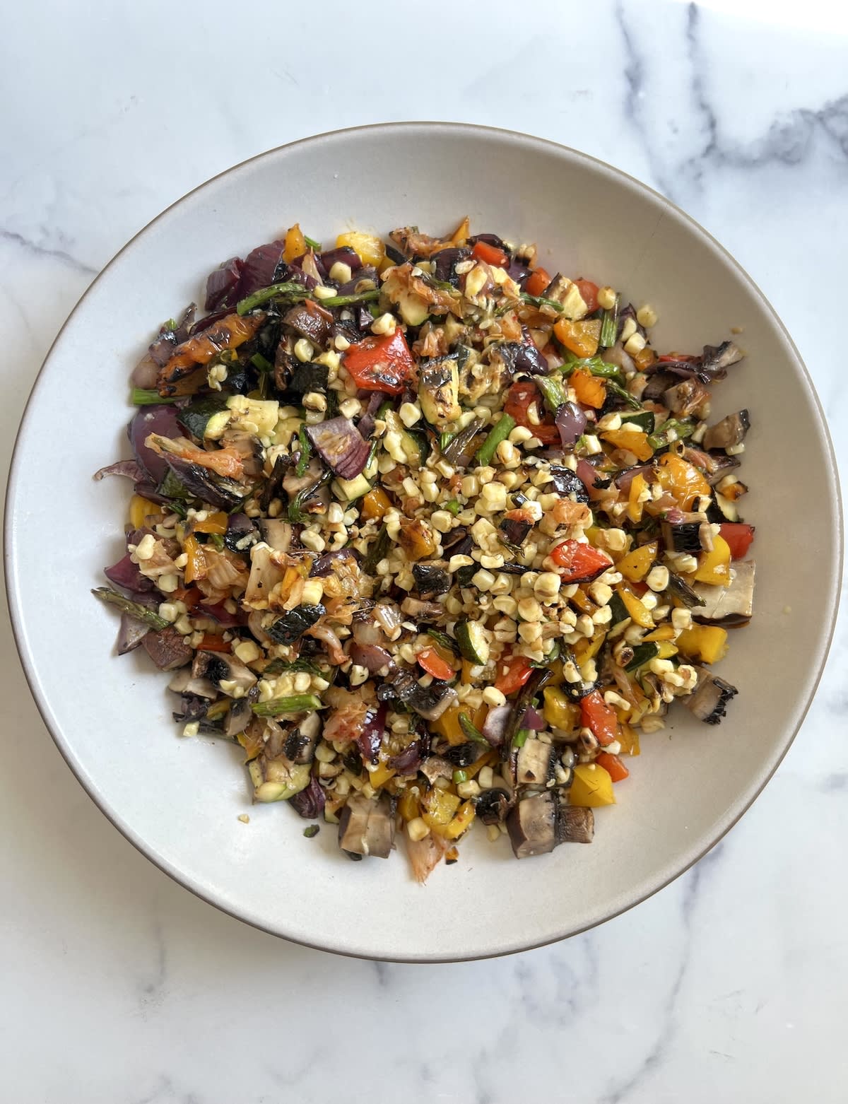 Grilled Vegetable Kimchi Salad