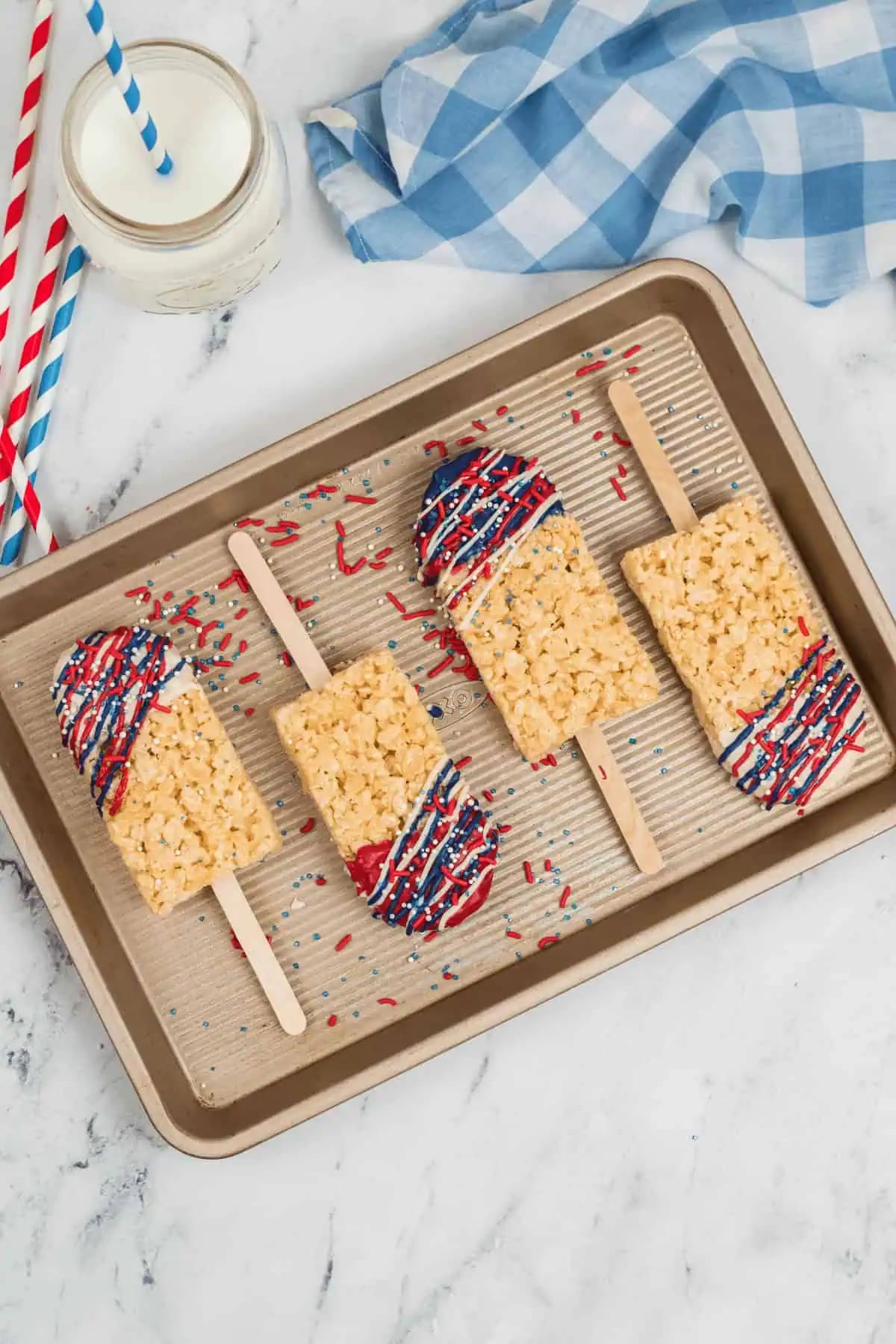 Chocolate Covered Rice Krispy Treat Flags