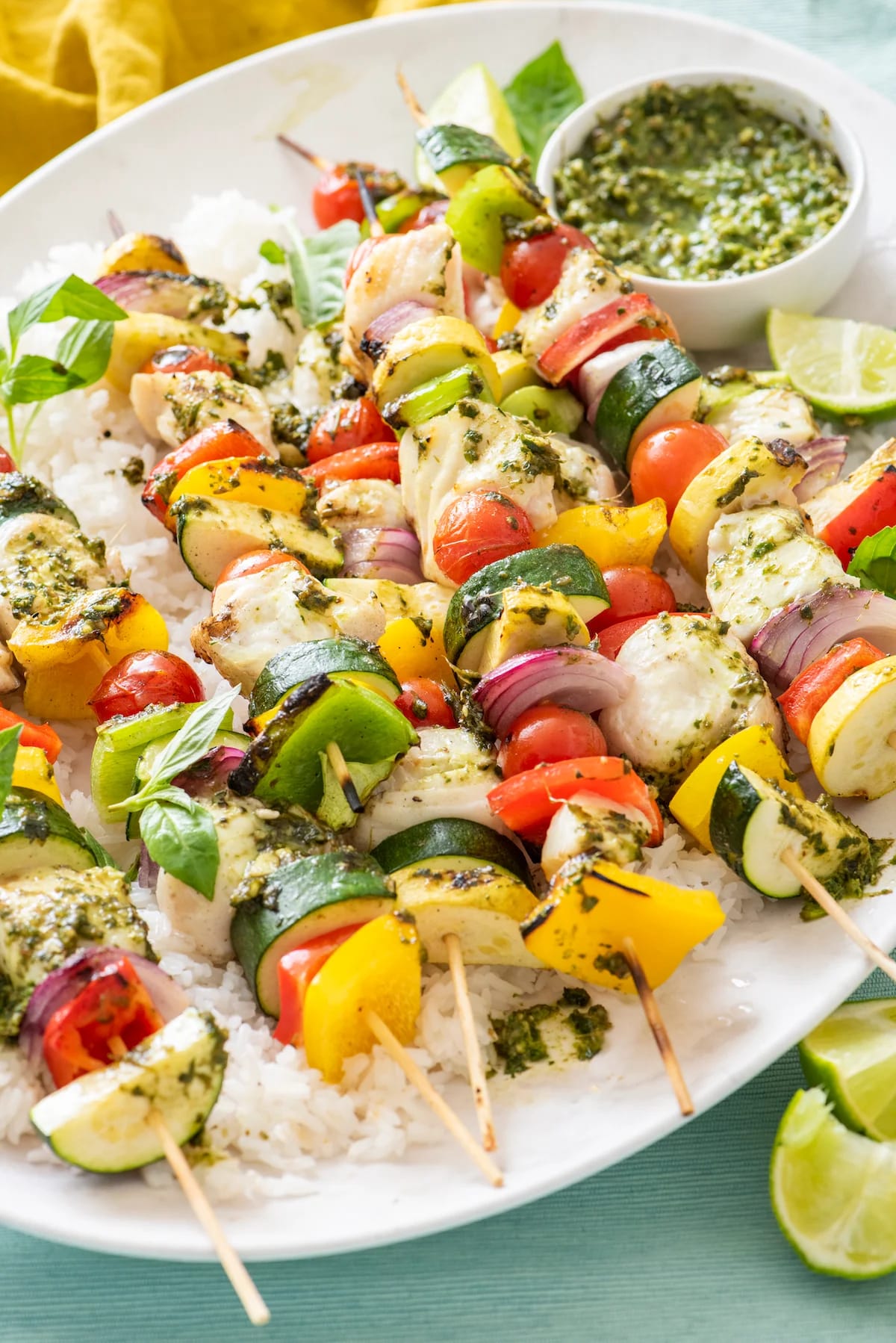 Halibut Pesto Kabobs