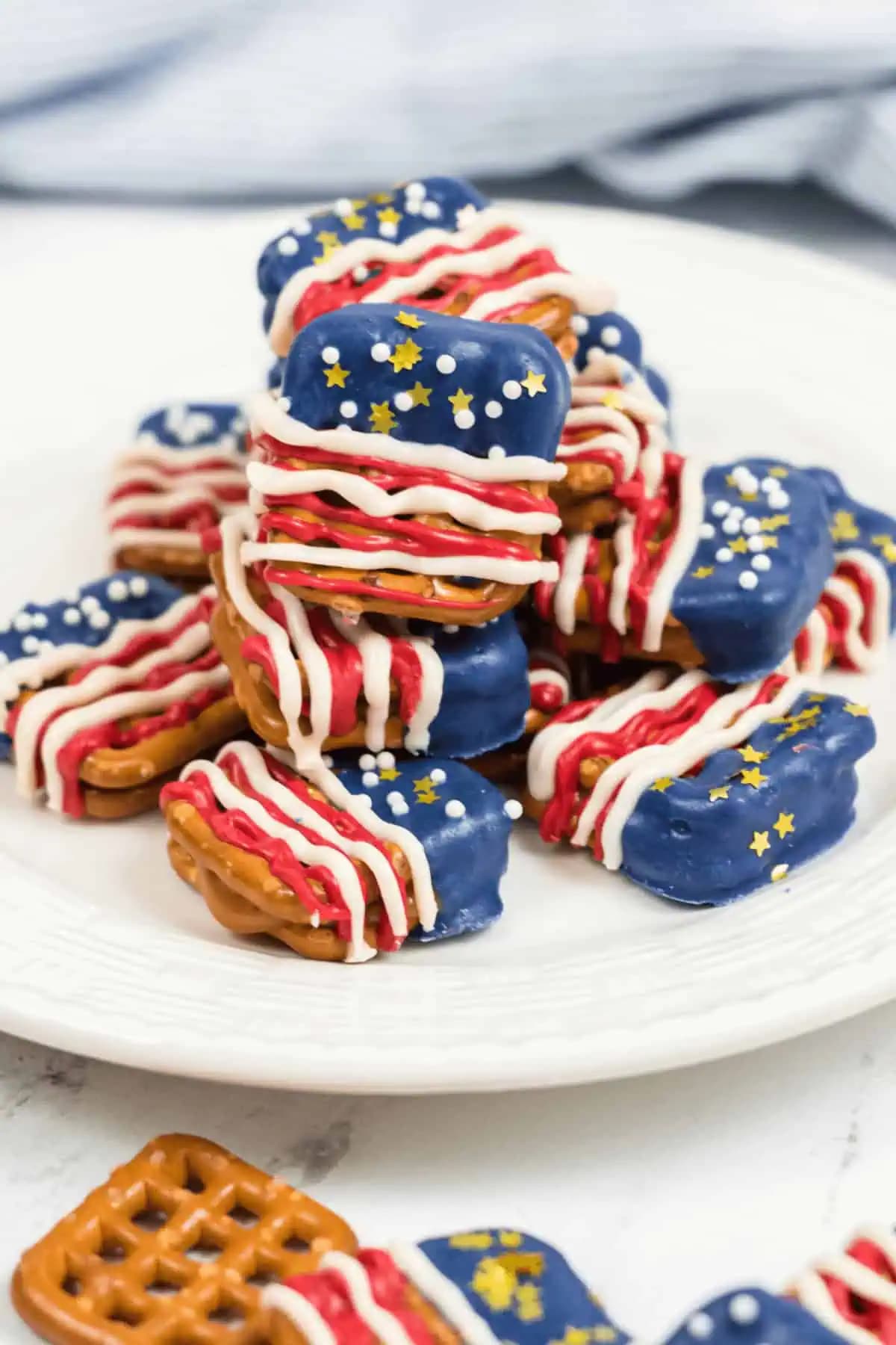 Patriotic Pretzels Covered with Chocolate