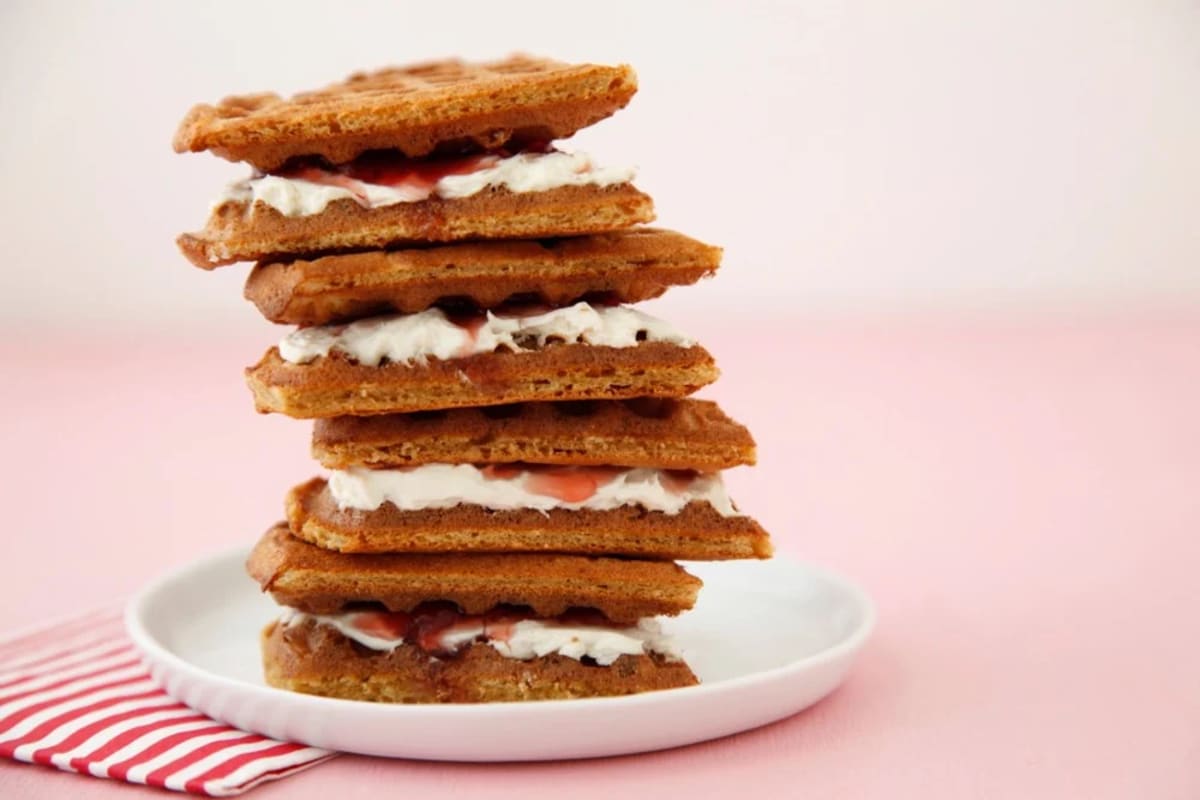 Strawberry Cream Cheese Waffle Sandwiches