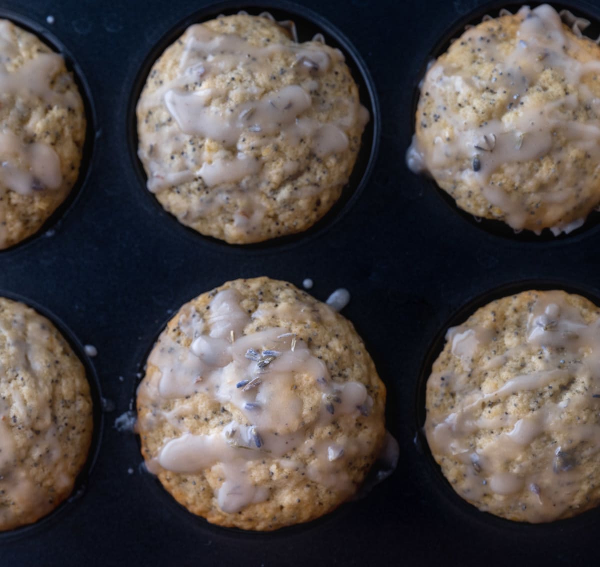Vegan Lemon Poppy Seed Muffins With Lavender Glaze