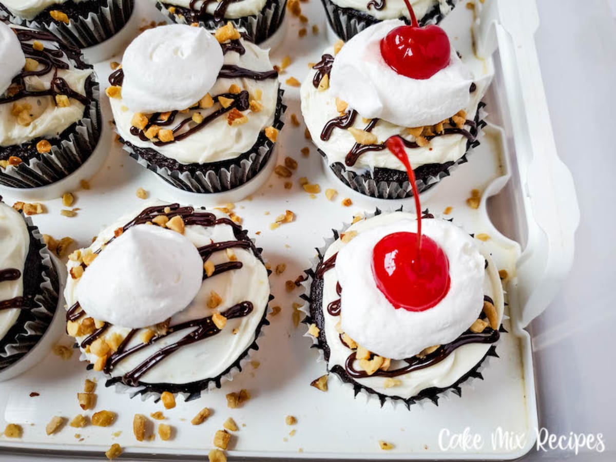 Hot Fudge Sundae Cupcakes