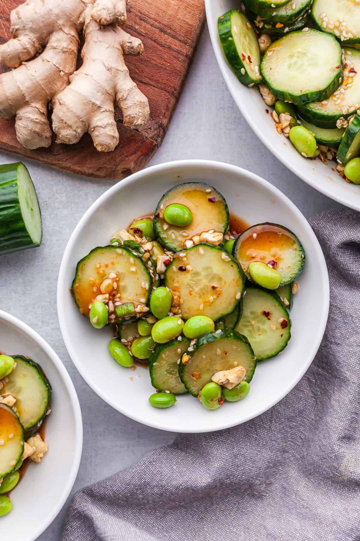 Spicy Edamame Cucumber Salad