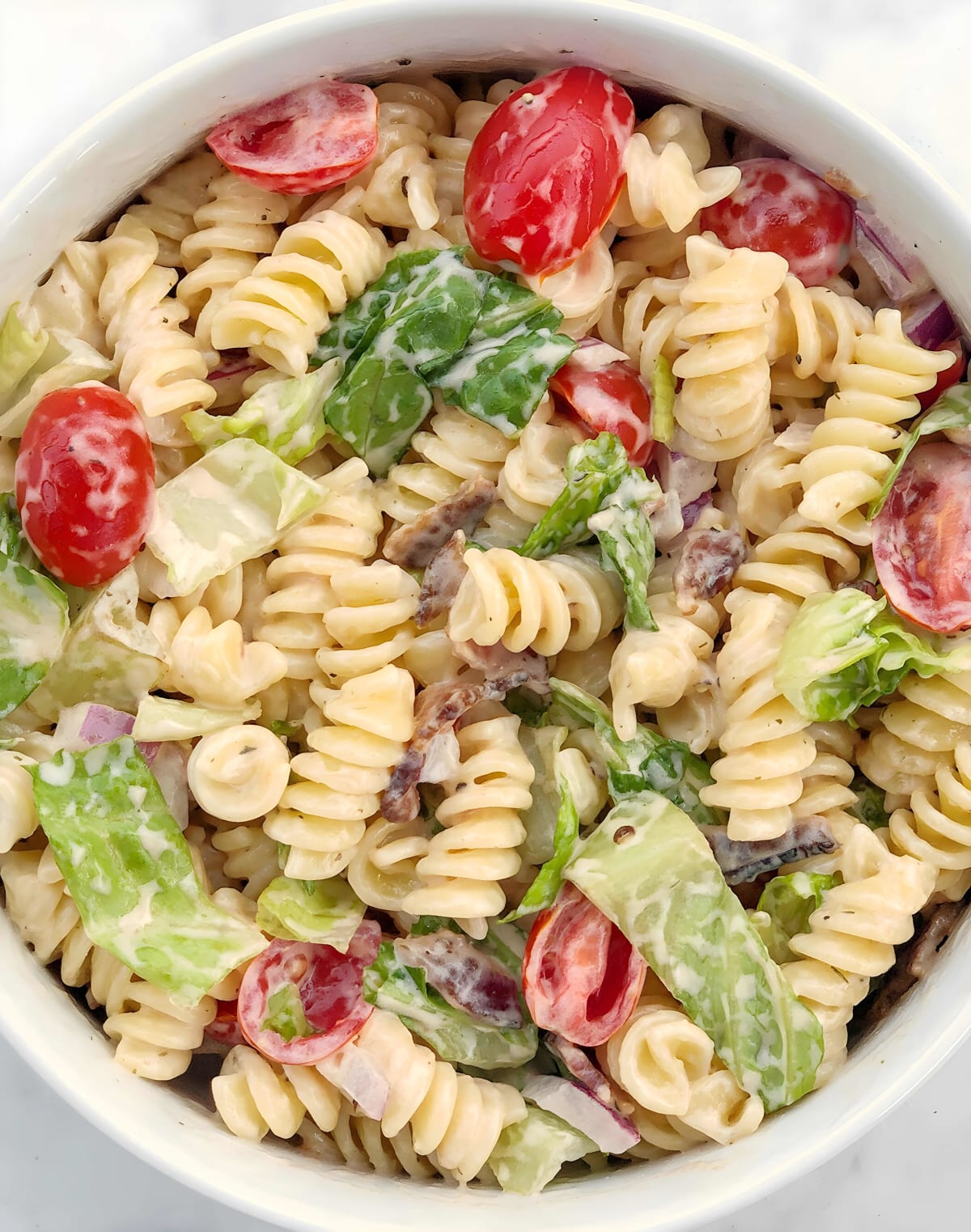 Dairy Free & Egg Free BLT Pasta Salad