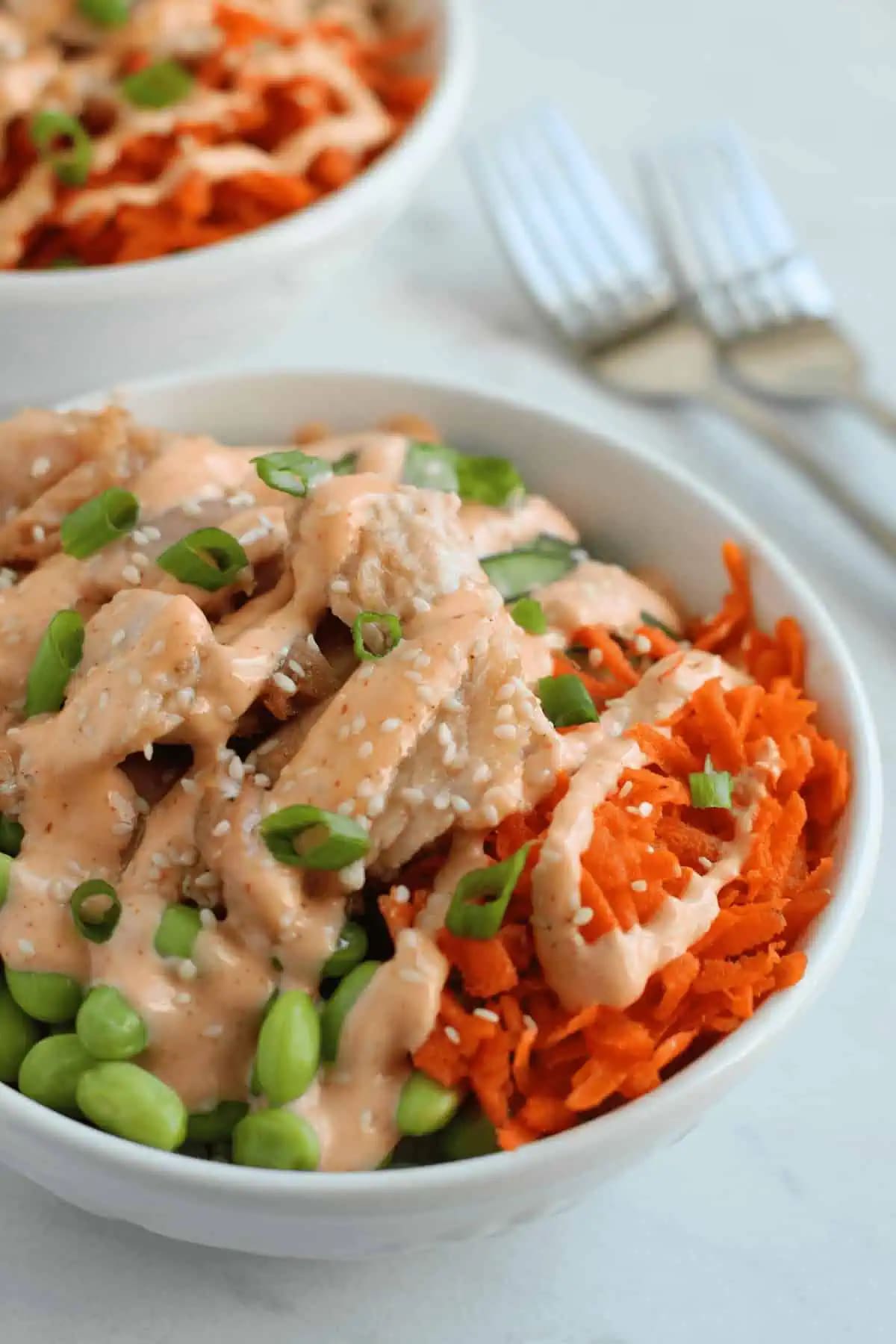 Teriyaki Salmon Bowls with Spicy Mayo Sauce