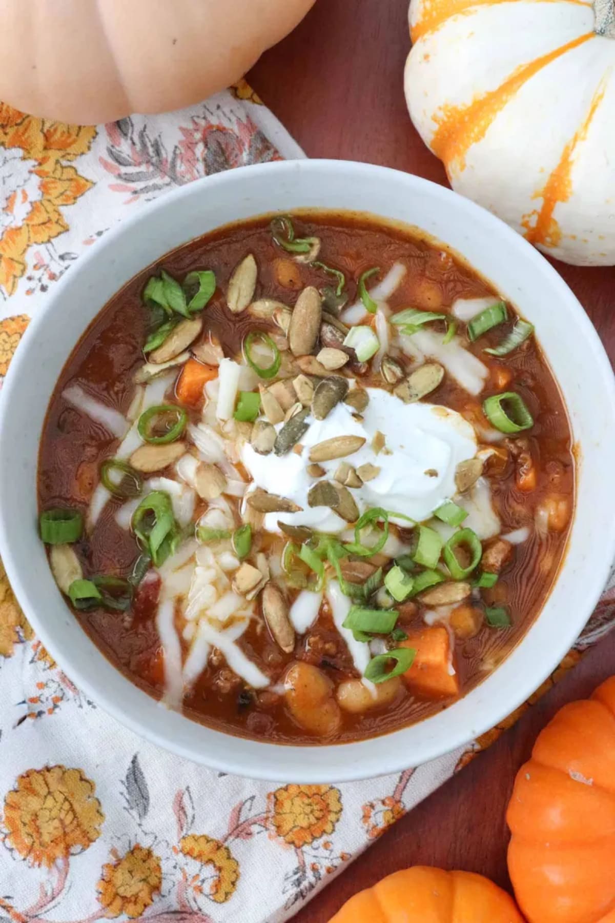 Pumpkin Chili with Turkey and White Beans