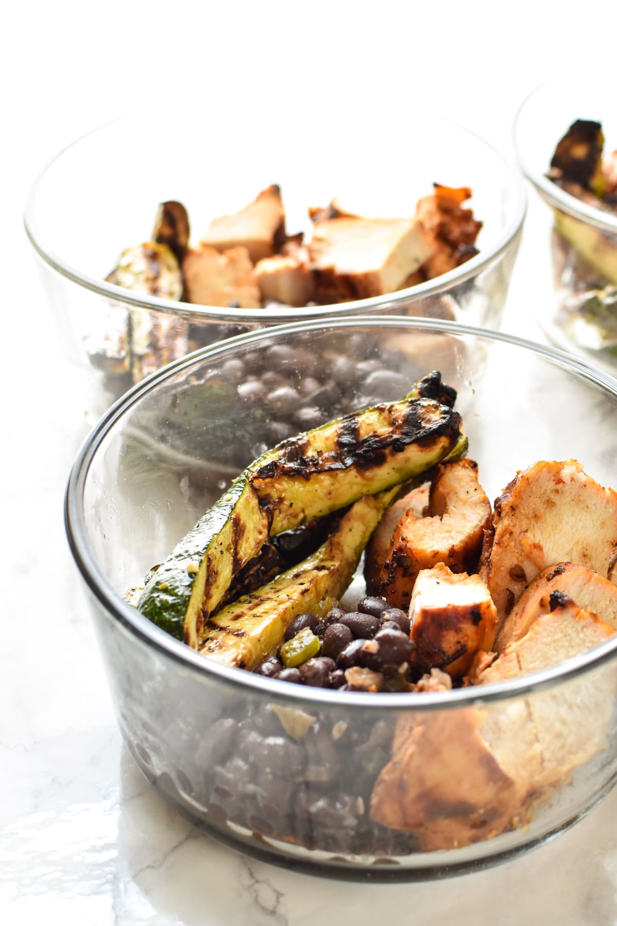Meal Prep Chipotle Grilled Chicken with Seasoned Black Beans and Zucchini