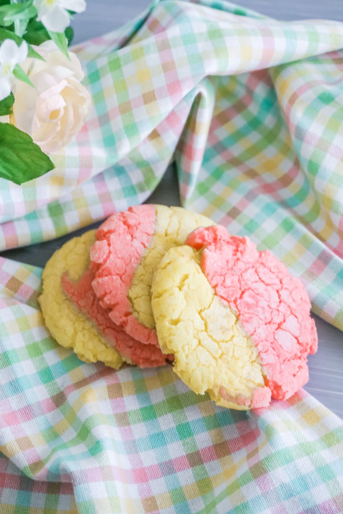 Lemon Strawberry Crinkle Cookies