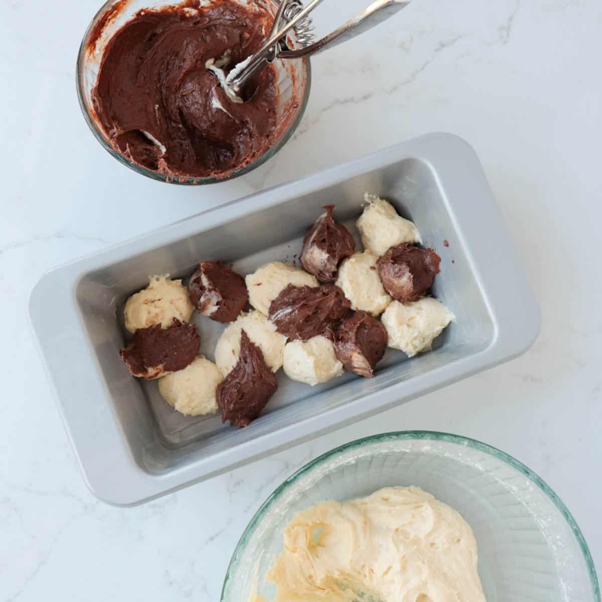 Marbled Pound Cake with Chocolate Icing