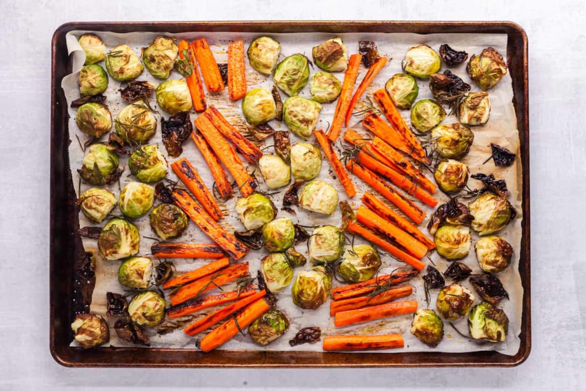 Roasted Brussels Sprouts and Carrots
