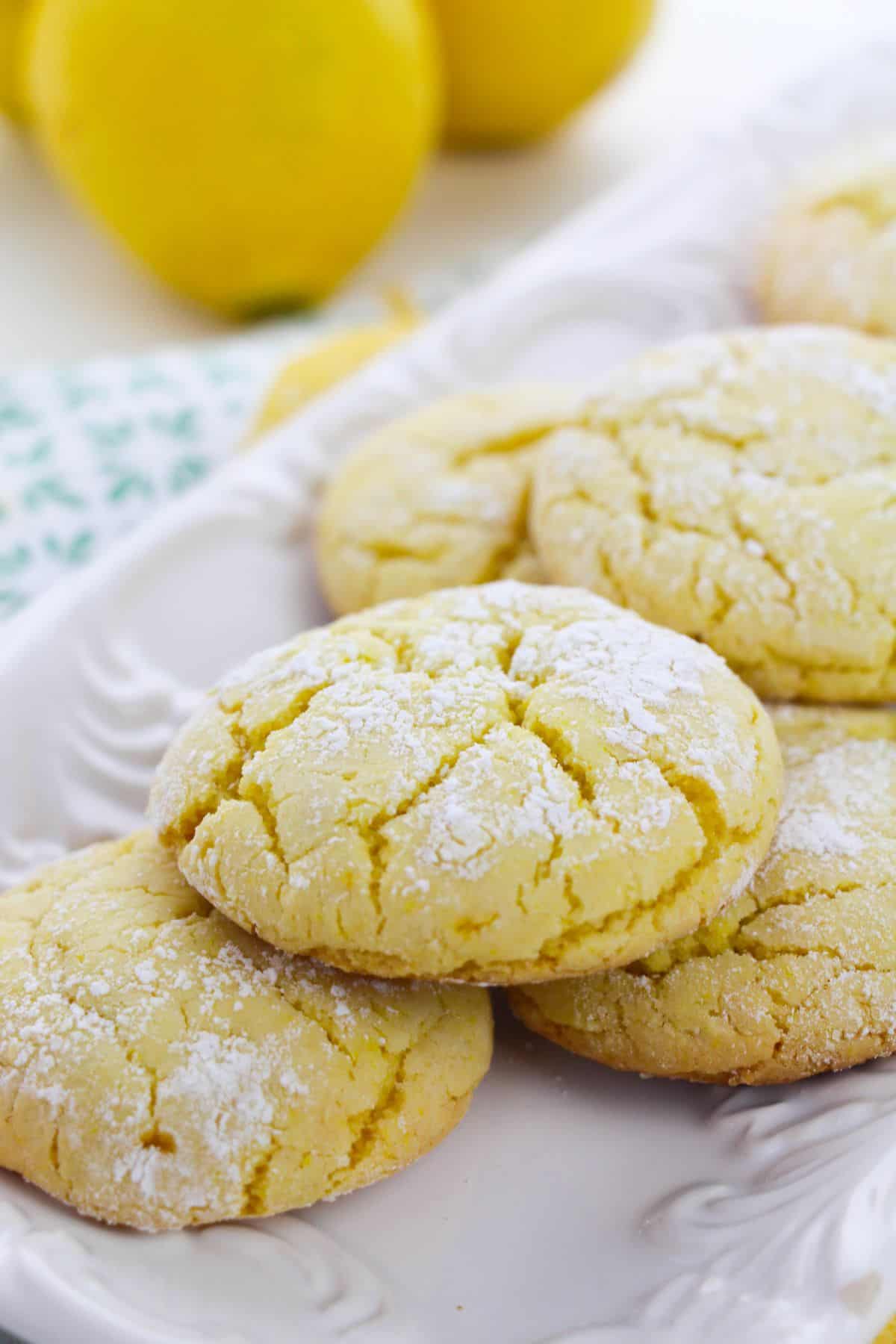 Lemon Cake Mix Crinkle Cookies