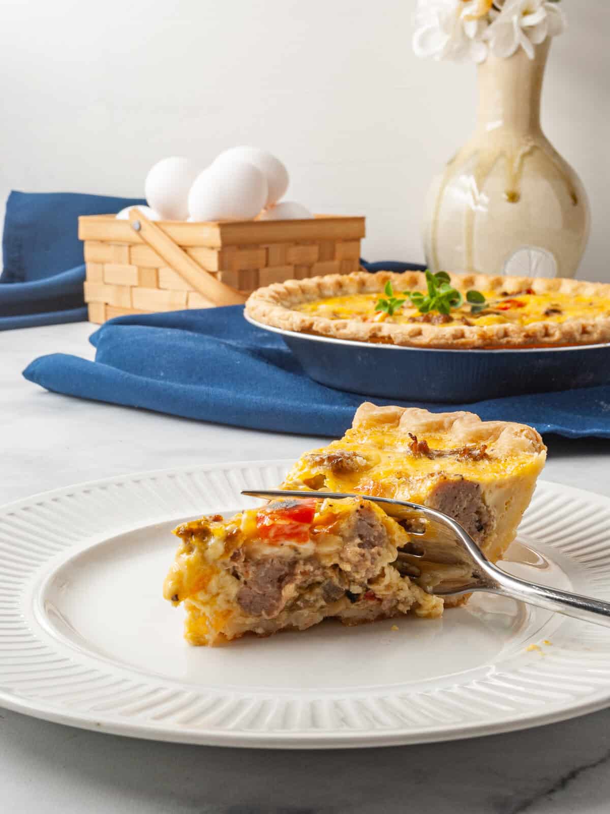 Lazy Quiche with Sausage, Onions, and Peppers