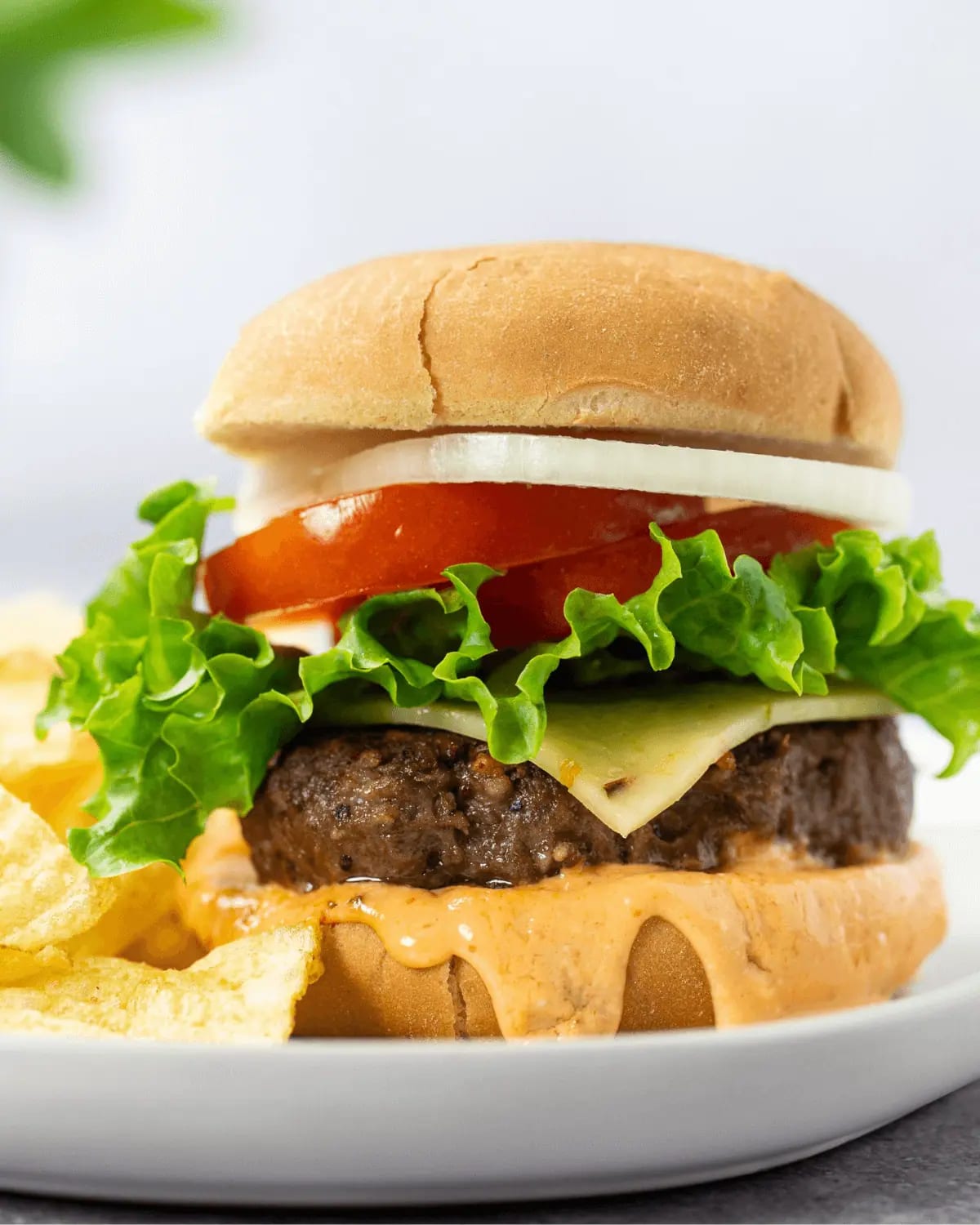 Spicy Burger with Creamy Sriracha Sauce