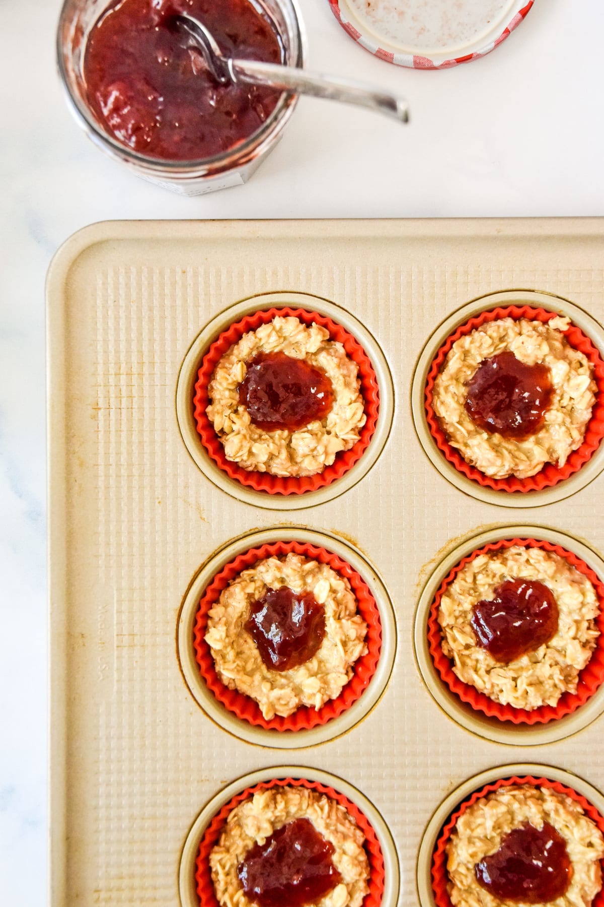 Peanut Butter & Jelly Baked Oatmeal Cups