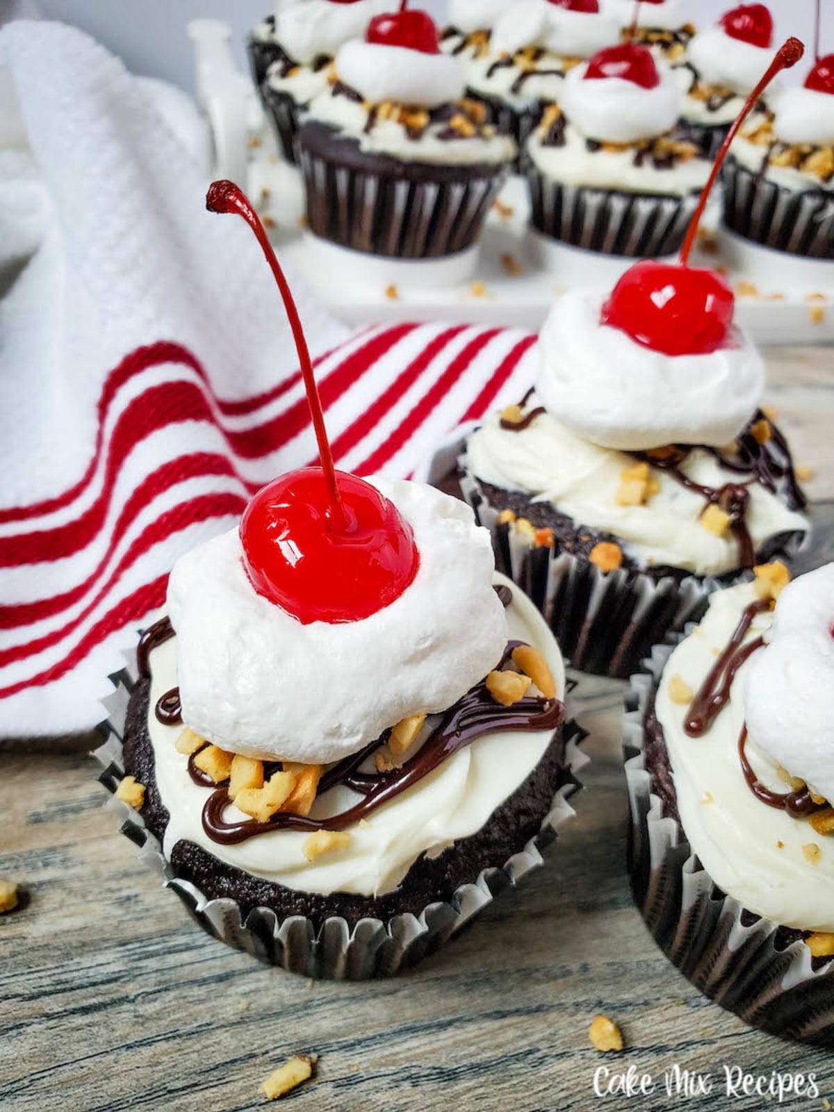 Hot Fudge Sundae Cupcakes