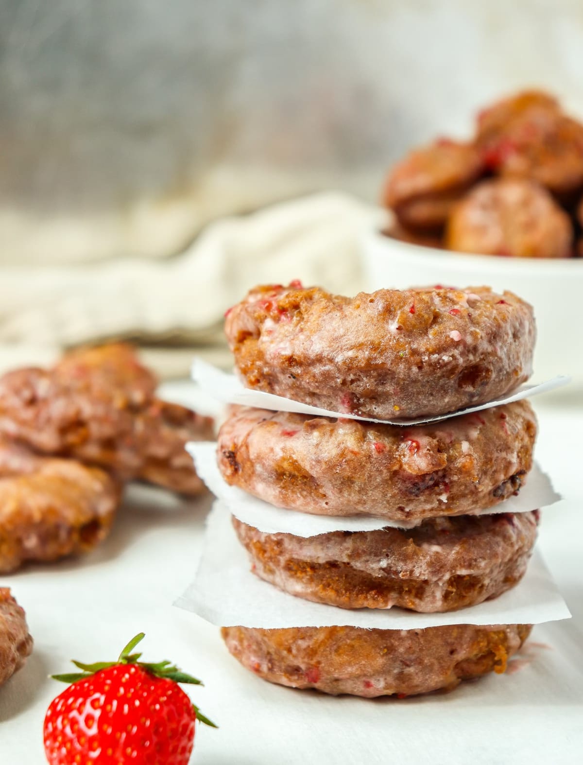 Strawberry Sour Cream Doughnuts