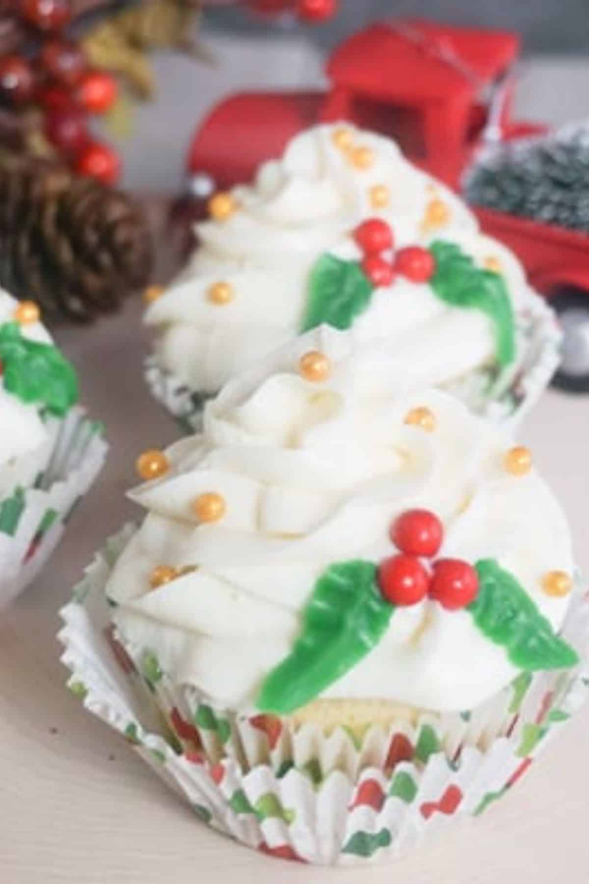 Christmas Holly Cupcakes