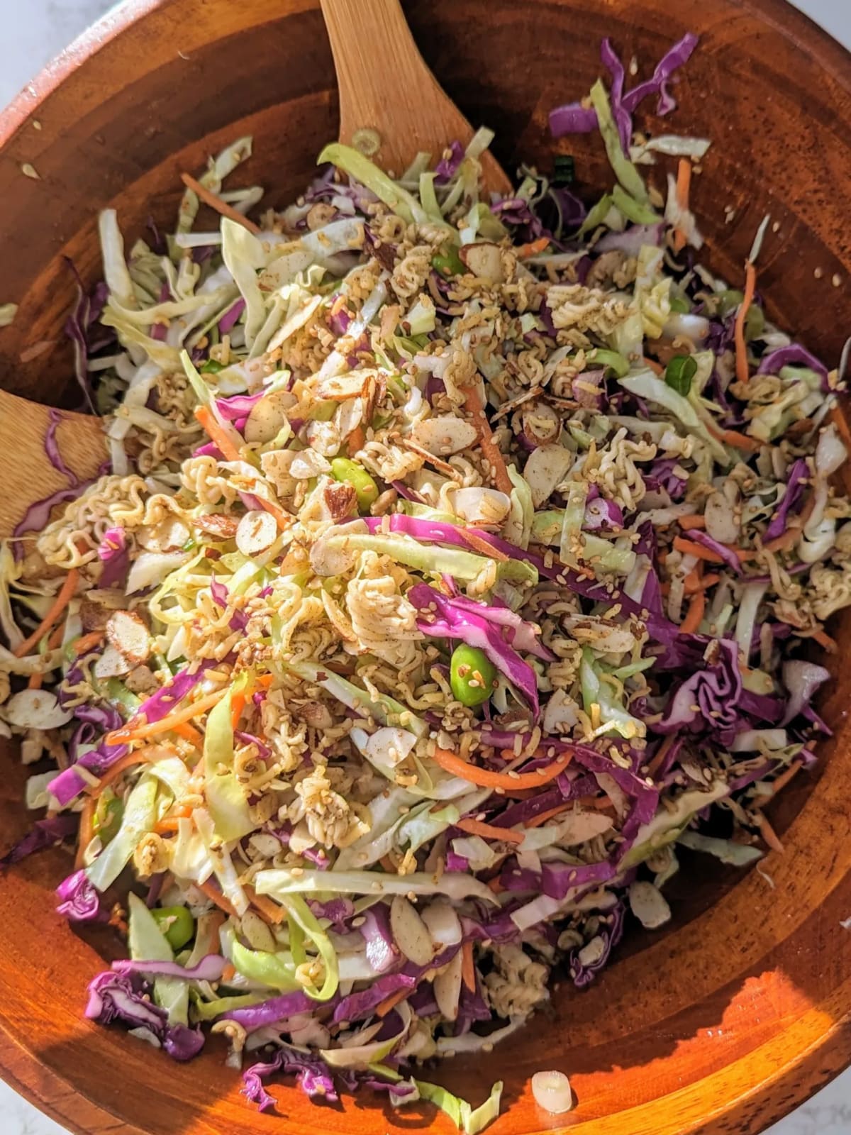 Crunchy Cabbage Salad with Crispy Ramen Topping