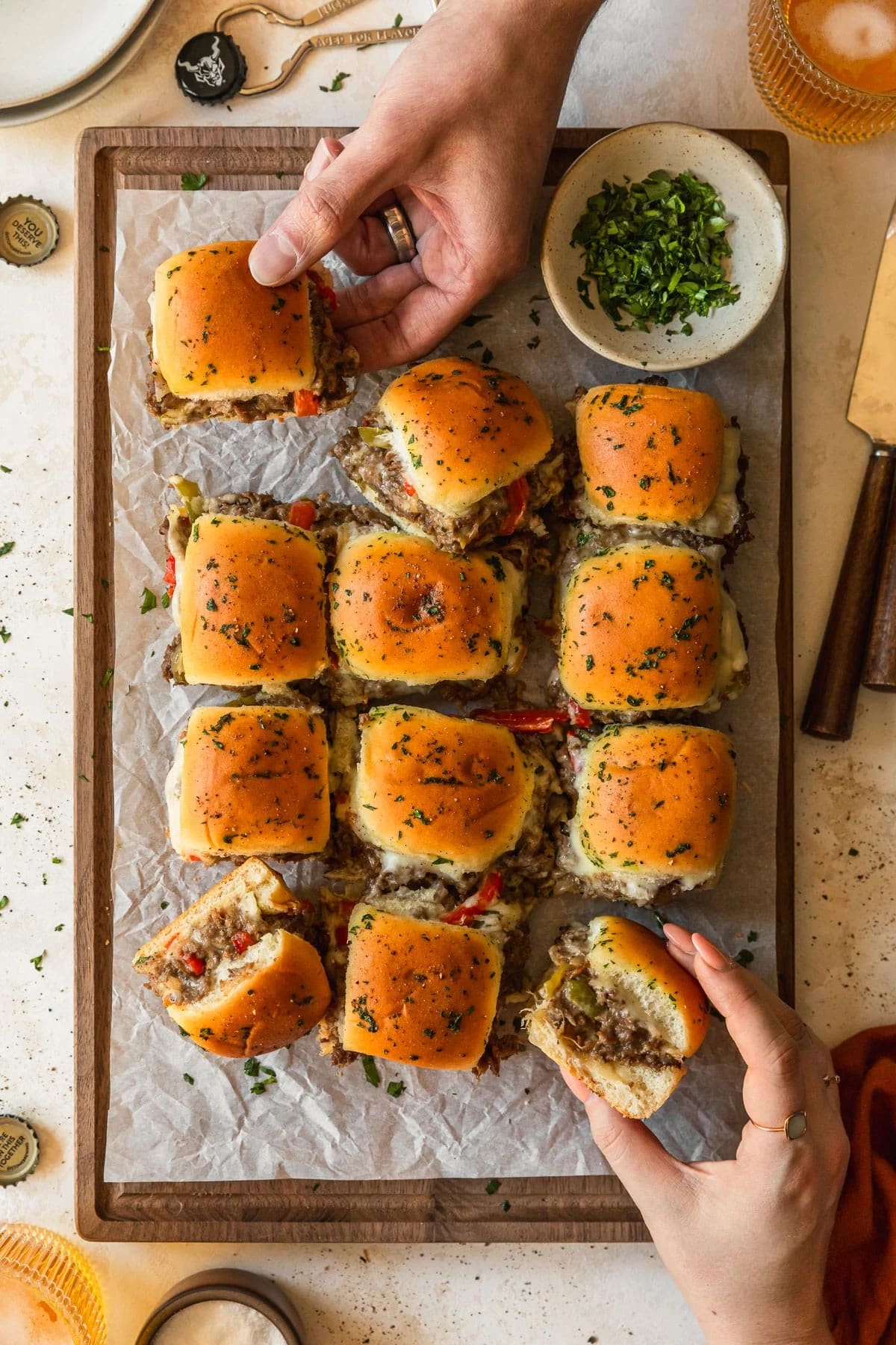 Melty Philly Cheesesteak Sliders on Hawaiian Rolls