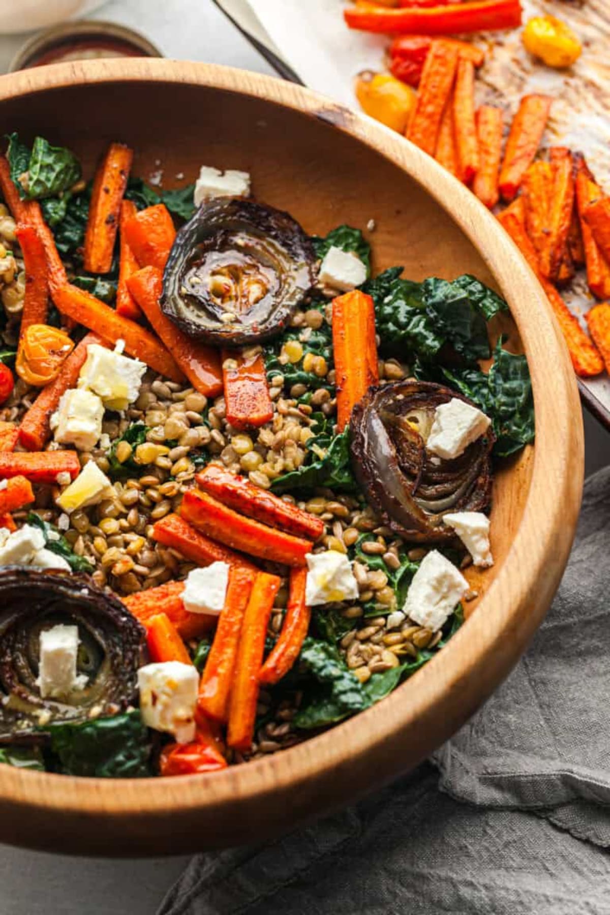 Kale Lentil Salad with Roasted Vegetables